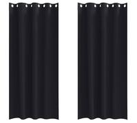 Rideaux occultants - vidaXL - Noir - Polyester - 260x140 cm - Ösen - Lot de 2 - Bloque la lumière - Facile à manipuler