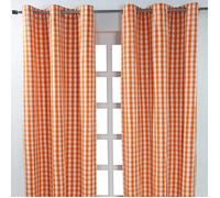 Rideaux oeillets à grands carreaux vichy orange Lot de 2 137 x 228 cm