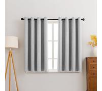 Rideaux opaques avec anneaux, rideaux thermiques, 2 pièces, H 137 x L 145 cm, aspect lin, rideaux occultants pour chambre à coucher et salon, gris