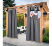 Rideaux pare-soleil - rideaux occultants et isolants thermiques d'extérieur, 100 cm de large x 270 cm de haut, gris, lot de 2.