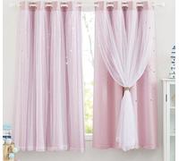 Rideaux pour chambre d'enfant, chambre de fille, ensemble de 2 pièces, 160 cm x 132 cm, rose clair