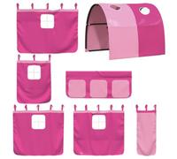 Rideaux pour Lit Mezzanine - VIDAXL - Tunnel Inclus - Poches de Rangement - Polyester Rose