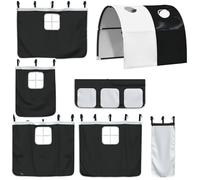 Rideaux pour lit Mezzanine - VIDAXL - Tunnel Blanc et Noir - Polyester - Montage facile - Lavage à la main