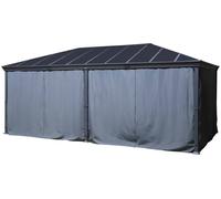 Rideaux pour pergola BELIZE Gris Ardoise 6 x 3 m - L. 600 H. 360 cm Polyester Hespéride