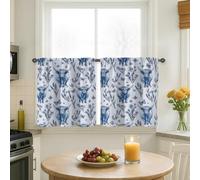 Rideaux rustiques de style rustique avec motif vache des Highlands, lavande, bleu d'été, filtrant la lumière, décoration de fenêtre pour salle à manger, petit déjeuner, coin évier, 61 x 66 cm