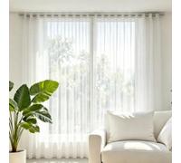 Rideaux Semi 130 x 160 cm Disponibles en Plusieurs Tailles. Transparent Rideaux Intérieur L'Élégance Classique pour Fenêtre de Cuisine, Style Maison de Campagne, Moderne, Blanc