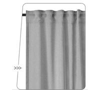 Rideaux semi-transparents en deux parties, aspect plissé en lin | Gris | 135 x 245 cm