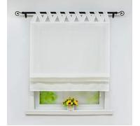 Rideaux Store occultant bateau enrouleur fenetre sans perçage semi-transparent Blanc largeur 120 cm x longueur 140 cm