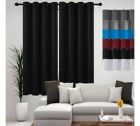 Rideaux sur Mesure 110 x 70 cm Anti Chaleur Tenture Opaque à Oeillets Draperies Intérieurs Modernes Design Moderne,pour Salon, Noir