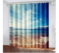Rideaux Thermiques Isolants Anti Chaleur Occultants Ciel Océan Plage Paysage Rideau Occultant Cuisine Salon 60 x 120 cm [3381]