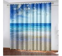 Rideaux Thermiques Isolants Anti Chaleur Occultants Paysage De Plage Bleue Rideau Occultant Cuisine Salon Moderne 60 x 120 cm [3005]