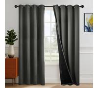 Rideaux thermiques pour salon, avec isolation phonique et protection contre la chaleur - Rideaux occultants à 100 % avec perforations - Gris clair - 2 panneaux