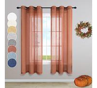 Rideaux transparents aspect lin Terracotta 96 x 160 cm