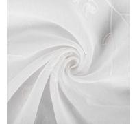 Rideaux transparents avec broderie florale et volants, lot de 2 | Blanc | 140 x 175 cm