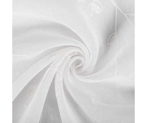 Rideaux transparents avec broderie florale et volants, lot de 2 | Blanc | 140 x 175 cm