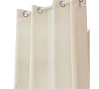 Rideaux transparents en deux parties avec œillets, aspect lin, couleur crème, dimensions : 140 x 245 cm
