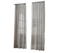 Rideaux transparents en deux parties avec passants, aspect lin, couleur gris clair, dimensions 140 x 225 cm