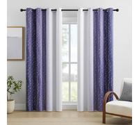 Rideaux violets et blancs dégradés, vagues pois, H 213 cm, œillets | Dégradé violet et blanc, obscurcissant 80-90 %, 4 façons d'accrochage, 2 panneaux pour chambre fille, enfant, salon et bureau