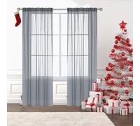 Rideaux Voilages à Oeillets pour Fenêtre 80 x 130 cm Isolation Lumiere Anti UV Decoration Rideaux et Draperies Intérieurs Modernes pour Chambre Fenêtre Salon Coucher, Gris Clair