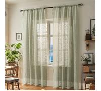 Rideaux Voile Dentelle Vert Sauge : Broderie Florale 130*214cm51 × 84 pouces
