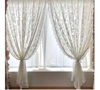 Rideaux voilés jacquard vintage français : laissent passer la lumière, rideaux voilés blancs luxueux, 132 x 160 cm