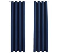 Rideauxoccultants 2 Pièces Bleu 140x245 Cm Polyester Avec Anneauxmétalliques