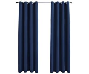 Rideauxoccultants 2 Pièces Bleu 140x245 Cm Polyester Avec Anneauxmétalliques