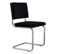 RIDGE - Chaise de repas en velours noir Noir