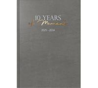 rido/idé 7022404015 Calendrier 10 ans (2025-2034) "10 Years of Moments"| 1 page = 1 jour| A4| 416 pages| similicuir| gris