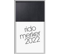 rido/idé 7035003902 Calendrier de bureau Merker, Calendrier Journalier à Effeuiller Annuel, 1 page = 1 jour, 108 x 201 mm, couverture Miradur noire, 2022