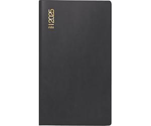 rido/idé Agenda de poche modèle mini planificateur d 15 (2025), 2 pages = 1 mois, format A6, couverture en plastique, noir