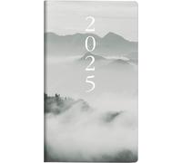 rido/idé Agenda de poche modèle TM 15 (2025) « Cloudy Mountains », 1 page = 1 semaine, format A6, 112 pages, couverture graphique, gris