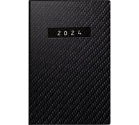 rido/idé Agenda semainier « Carbone » modèle partner/industrie I 2024 2 pages = 1 semaine Taille de la feuille 7,2 x 11,2 cm Noir