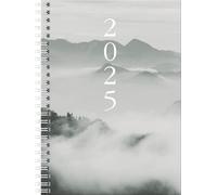 rido/idé Agenda Timing 1 (2025) « Cloudy Mountains », 2 pages = 1 semaine, format A5, 160 pages, couverture graphique, gris