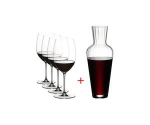 RIEDEL Lot de 5 verres à vin rouge VERITAS Cabernet/Merlot et carafe