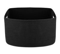 Rieeyrslza Grand Rectangle Corbeille à Linge en Coton Tissé 72L Pliable Paniers de Rangement Tissés Avec Poignées, Panier à Linge Carré, Peut être Placé Couvertures et Oreillers (Noir)