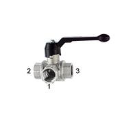 RIEGLER 103379-1081 E Robinet à boisseau sphérique 3 voies, standard, alésage en L, laiton vern, Rp 1, DN 25, 1 pièce