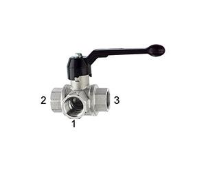 RIEGLER 103379-1081 E Robinet à boisseau sphérique 3 voies, standard, alésage en L, laiton vern, Rp 1, DN 25, 1 pièce