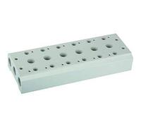 RIEGLER 116270-5520.08-38 Plaque de base multiple pour vannes 5/2-5/3 voies 8 poses, G 1/4, G 3/8, 1 pièce