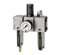 RIEGLER FU 634-M-4 Futura Unité de maintenance en 3 parties avec réservoir en métal, tube de vision et manomètre, entièrement automatique, taille 1, 0,2-4 bar, G 3/8"