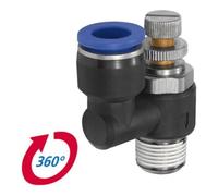 RIEGLER Riegler Clapet anti-retour à étranglement « Série Bleue » Entrée d'air R1/4 à 10bar Ø6mm Quantité:1