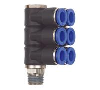 RIEGLER Riegler L-Collecteur multiple « Série bleue », 6 voies, pivotant, R1/2 à Ø12mm Quantité:1