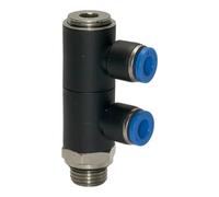 RIEGLER Riegler L-Distributeur multiple « Série bleue », 2 voies, pivotant, G 3/8 à Ø8 mm Quantité:1