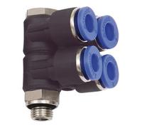 RIEGLER Riegler L-Distributeur multiple « Série bleue », 4 voies, pivotant, G 1/4 a. Ø6mm Quantité:1