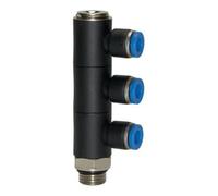 RIEGLER Riegler L-Multiprises »Série Bleue«, 3 voies pivotantes, G 3/8 à Ø10mm Quantité:1