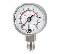 RIEGLER Riegler Manomètre standard, acier CrNi, G 1/4 bas, 0 - 1,6 bar, Ø 50 Quantité:1