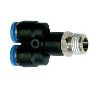 RIEGLER Riegler Raccord en Y à visser « Série Bleue », pivotant, R 3/8 ext., Ø 8 mm Quantité:1