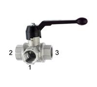RIEGLER Riegler Robinet à boisseau sphérique 3 voies, standard, perçage L, laiton vernissé, Rp 1, DN 25 Quantité:1