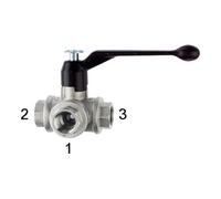 RIEGLER Riegler Robinet à tournant sphérique 3 voies, perçage en T, laiton nickelé, Rp 1, DN 25 Quantité:1