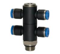 RIEGLER Riegler T-Collecteur multiple »Série bleue«, 4 voies, pivotant, G 1/4 à Ø4mm Quantité:1